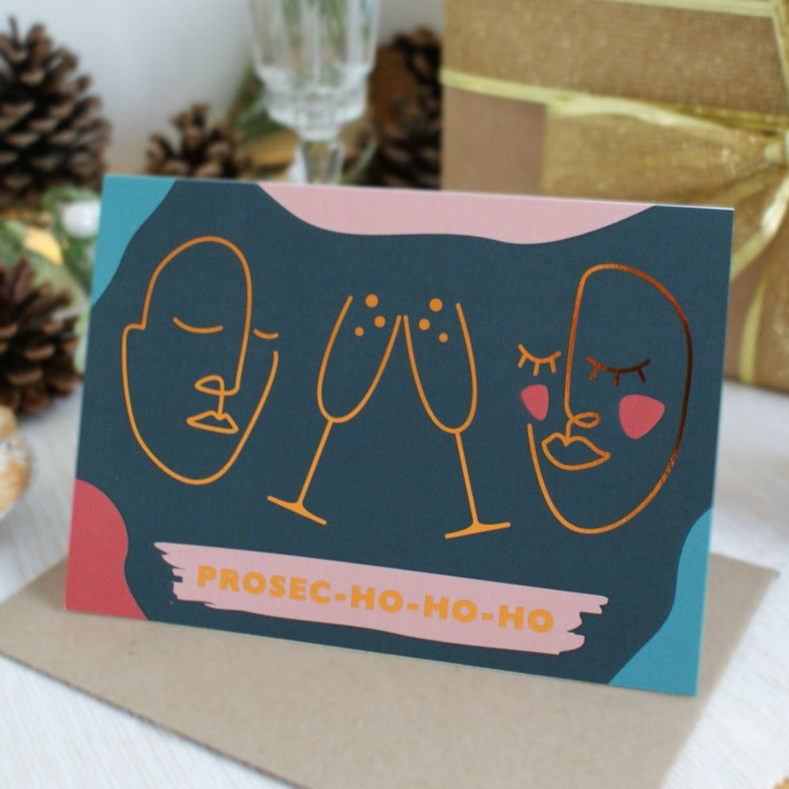 Prosec-Ho-Ho-Ho Foil Christmas Card