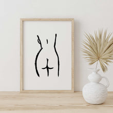 Load image into Gallery viewer, Peachy - Abstract Bum - Black and White

